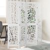 vidaXL Room Divider 4 Panels White Solid Wood Paulownia
