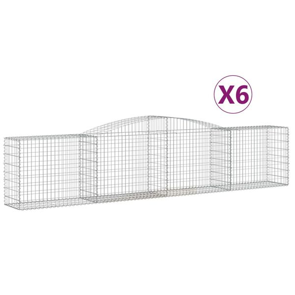 vidaXL Gabion Basket Set of 6 Silver Galvanized iron Large Stackable