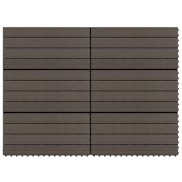 vidaXL Decking Tiles 6 pcs WPC 23.6"x11.8" 11.6 ft&sup2; Dark Brown