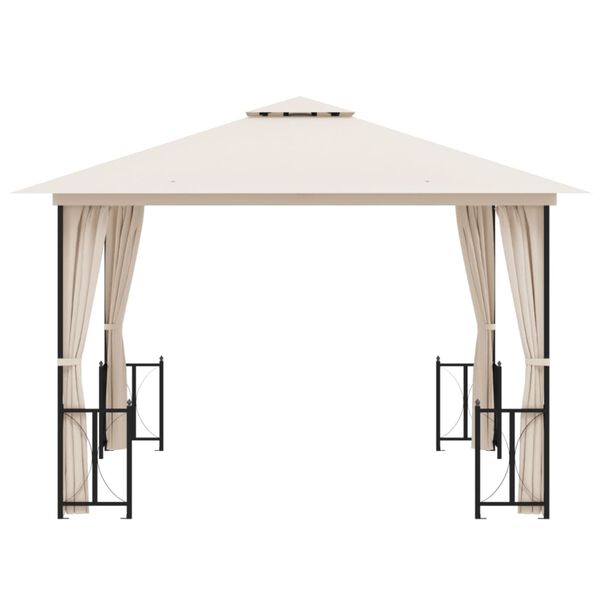 vidaXL Gazebo with Sidewalls&Double Roofs 9.8x9.8' Cream