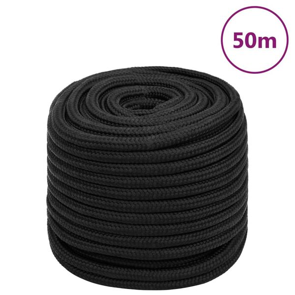 vidaXL Boat Rope Full Black 0.63 " 164.0 ' Polypropylene