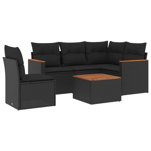 vidaXL Garden Sofa Set Black