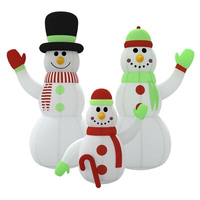 vidaXL Inflatable Snowman Family with LEDs 16 ft