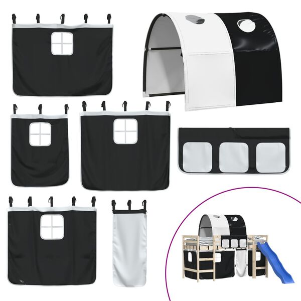 vidaXL Curtain For Loft Bed White and black 100% Polyester Various sizes