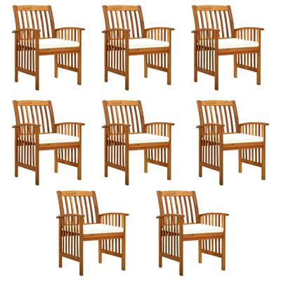 vidaXL Patio Dining Chairs 8 pcs with Cushions Solid Wood Acacia