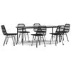 vidaXL Garden Dining Set Black Poly Rattan, Steel, Tempered Glass Durable