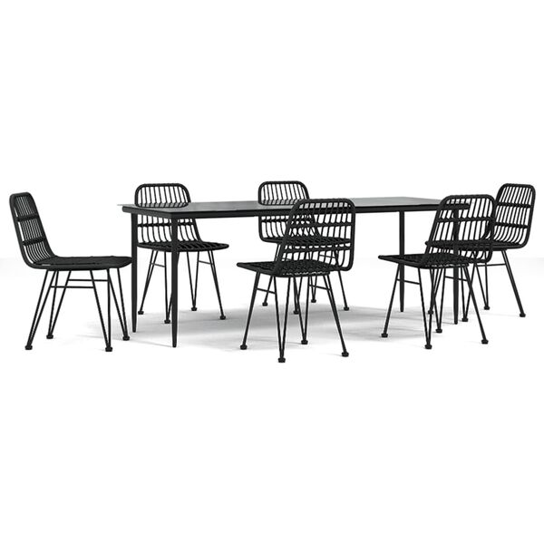 vidaXL Garden Dining Set Black Poly Rattan, Steel, Tempered Glass Durable