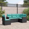vidaXL Patio Sofa Set Black, Blue PE rattan, Powder-coated steel, Polyester