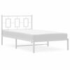 vidaXL Bed Frame White Powder-Coated Steel Twin Bed Frame Rectangular