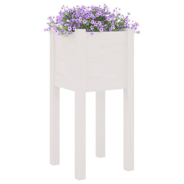 vidaXL Planter Set of 2 White Solid Pinewood 12.2 x 12.2 x 27.6 in