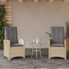 vidaXL Reclining Garden Chair Set of 2 Mix Beige PE rattan Standard