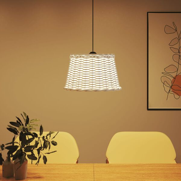 vidaXL Ceiling Lamp Shade White Wicker, Iron Standard Decorative Inlays