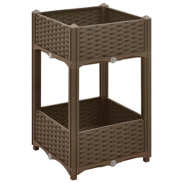 vidaXL Raised Bed Brown Polypropylene Medium Raised Bed Square