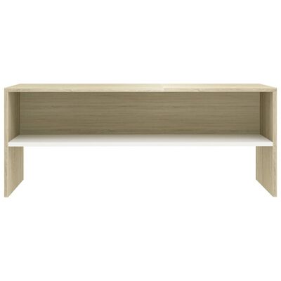 vidaXL TV Stand White and Sonoma Oak 39.4"x15.7"x15.7" Engineered Wood