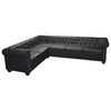 vidaXL Chesterfield Corner Sofa 6-Seater Black Faux Leather