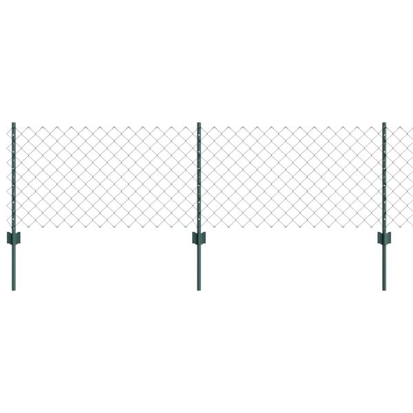 vidaXL Fence with Post Green 1.97 x 32.81 ft Steel and PVC