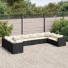 vidaXL Patio Lounge Set Black PE Rattan, Powder-Coated Steel Modular