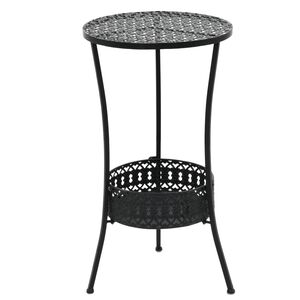 vidaXL Table Black Metal Small Bistro Table Round Vintage
