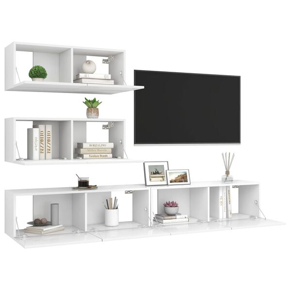 vidaXL TV Cabinet Set Set of 4 White Engineered wood Different sizes