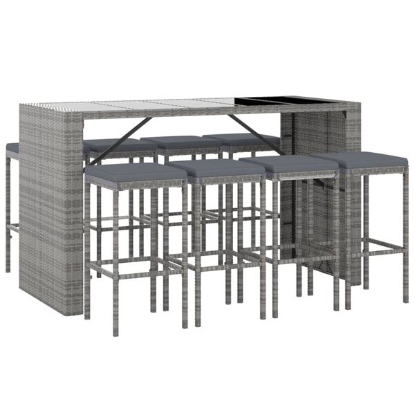 vidaXL Garden Bar Set Grey, Black, Dark Grey