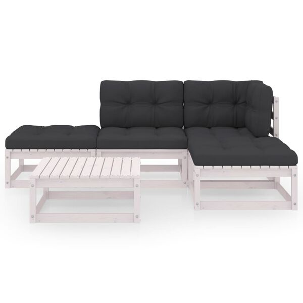 vidaXL Garden Lounge Set White, Anthracite