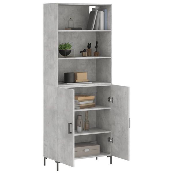 vidaXL Highboard Concrete grey Engineered wood, metal Medium Highboard