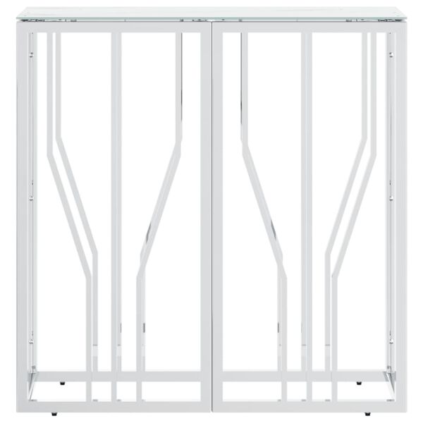 vidaXL Console Table Silver, White Marble Finish