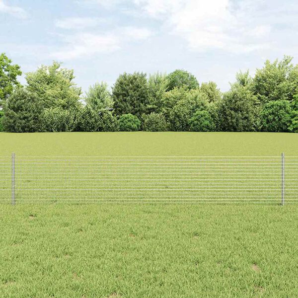 vidaXL Fence and Post Silver 1.31 x 164.04 ft Steel