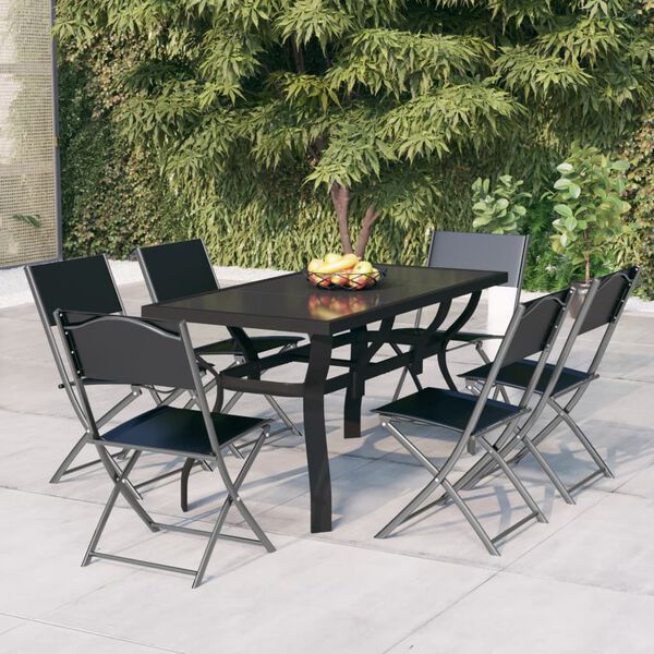 vidaXL Garden Dining Set Grey and black
