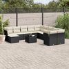 vidaXL Garden Sofa Set Black PE Rattan, Powder-Coated Steel, Tempered Glass