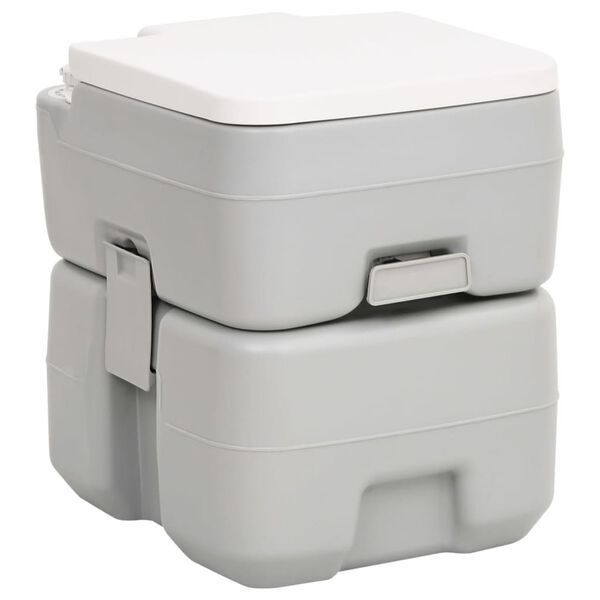 vidaXL Portable Camping Toilet Grey and White 20+2.6 gal HDPE