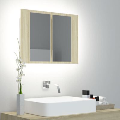 vidaXL LED Bathroom Mirror Cabinet Sonoma Oak 23.6"x4.7"x17.7" Acrylic