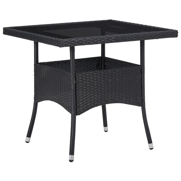 vidaXL Dining Set Black Poly rattan 5 Piece Set Removable Covers