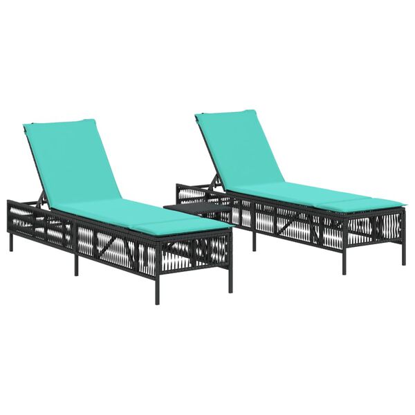 vidaXL Patio Sun Lounger Black PE Rattan Standard