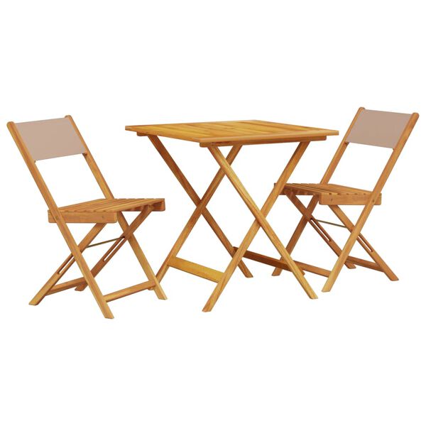 vidaXL Bistro Set Taupe Solid acacia wood, 100% polyester Compact