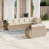 vidaXL Garden Sofa Set Beige, Cream White PE Rattan, Powder-Coated Steel