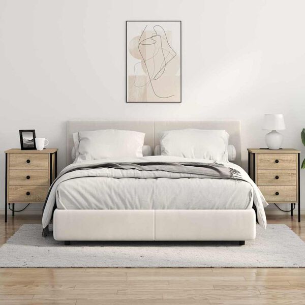 vidaXL Bedside Cabinet with Drawer Sonoma Oak 16.54 x 16.14 x 24.02 in