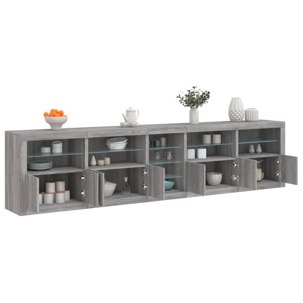 vidaXL Sideboard Grey sonoma Engineered wood, glass Large Sideboard
