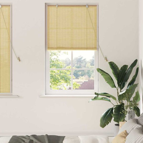 vidaXL Roller Blind with Curtains Nature 35.43 x 62.99 in Bamboo