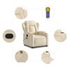 vidaXL Massage Recliner Chair Cream Fabric (100% polyester), metal, plywood