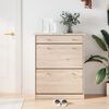 vidaXL Shoe Cabinet Natural Pine Solid Pine Wood Medium Shoe Cabinet