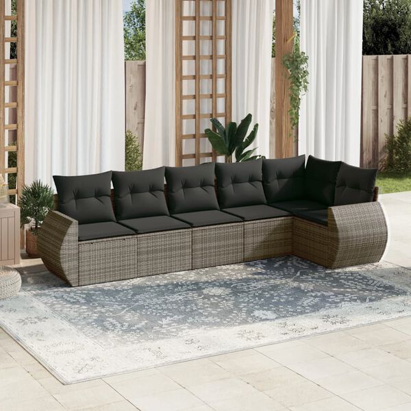 vidaXL Garden Sofa Set Grey PE rattan, powder-coated steel Large Modular