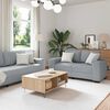 vidaXL Sofa Set Light grey Polyester fabric, metal, solid wood, plywood