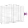vidaXL Gabion Basket Set of 3 Silver Galvanized Iron Large Durable