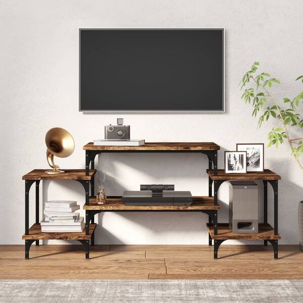 vidaXL TV Cabinet Smoked Oak Engineered Wood, Steel 46.1x13.8x20.5 in