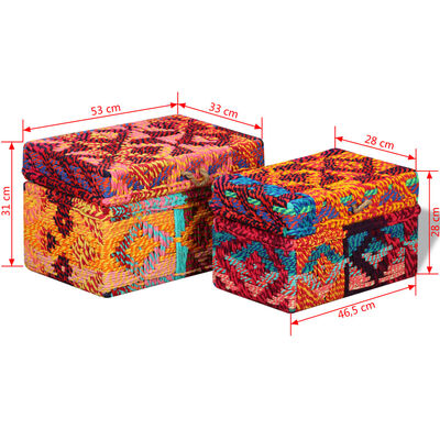 vidaXL Storage Boxes Set of 2 Chindi Fabric Multicolor