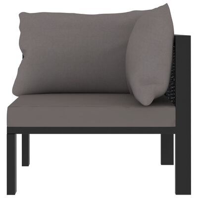 vidaXL Sectional Corner Sofa with Left Armrest Poly Rattan Anthracite