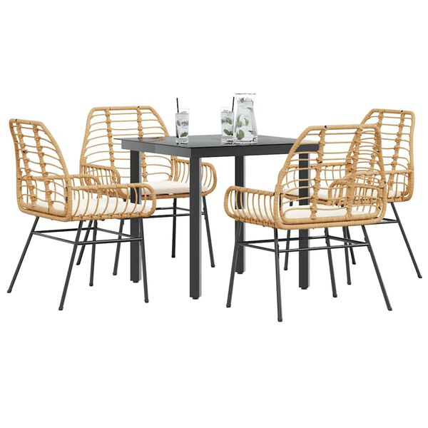 vidaXL Garden Dining Set Brown Poly Rattan 4-seater