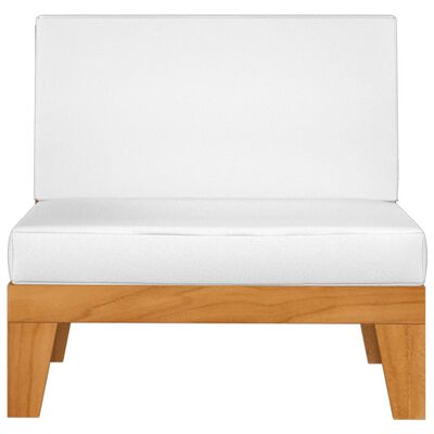 vidaXL Sectional Middle Sofa & Cream White Cushions Solid Acacia Wood