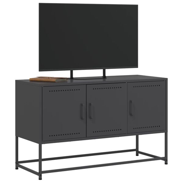 vidaXL TV Cabinet Black Steel 39.6 x 15.4 x 23.8 in TV Cabinet